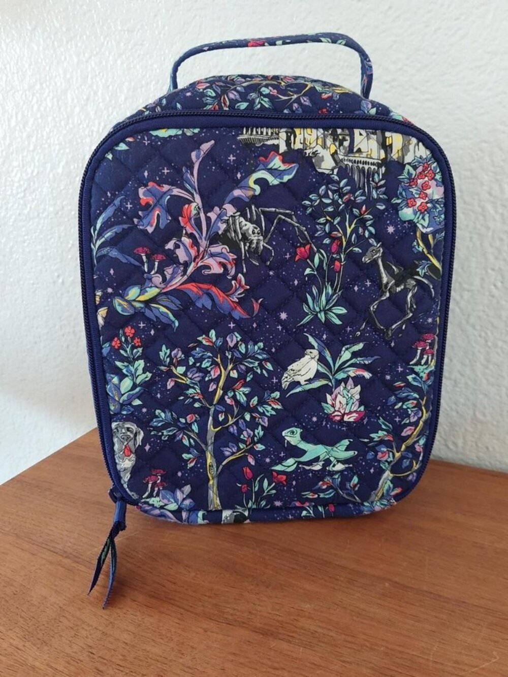vera bradley harry potter night Navy blue lunch bag with floral and animal print